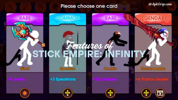 features of stick empire infinity