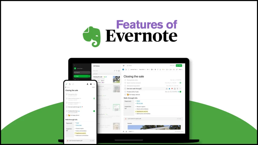 features of Evernote mod apk